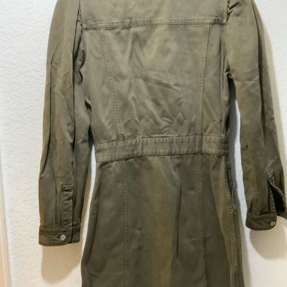 Rails Lisette Denim Twill Mini Dress Button Up Puff Sleeve Moss XS - Picture 9 of 12